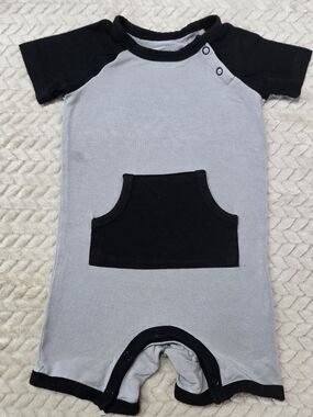 Kyte BABY Bamboo Shortall Midnight Storm Gray Black 6-12 months